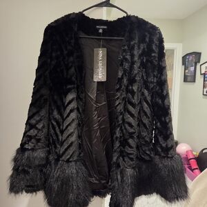 Black Faux Fur Coat Size Medium
